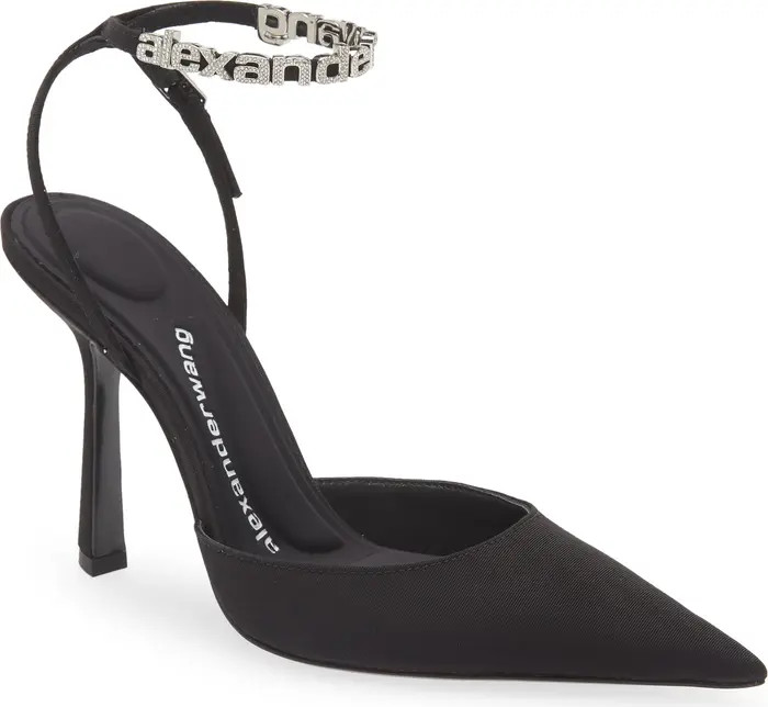 Delphine Crystal Logo Pointed Toe Pump (Women) | Nordstrom