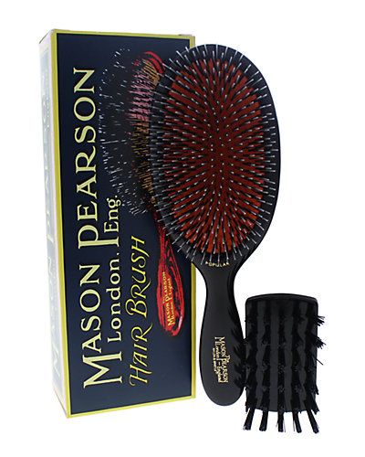 Mason Pearson 2pc #BN1 Dark Ruby Large Popular Bristle & Nylon Brush | Gilt