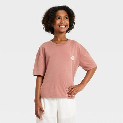 Girls' Short Sleeve "Ibiza" Graphic T-Shirt - art class™ Brown XXL | Target