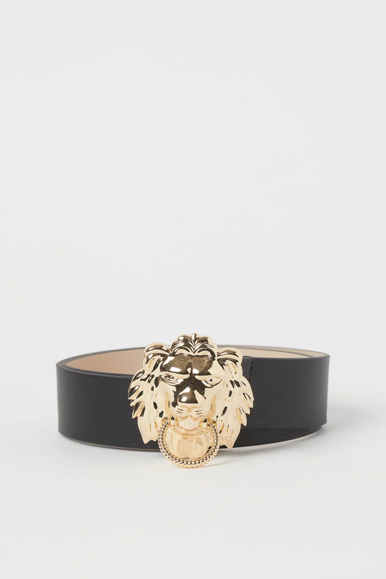 H & M - Lion-buckle Waist Belt - Black | H&M (US + CA)