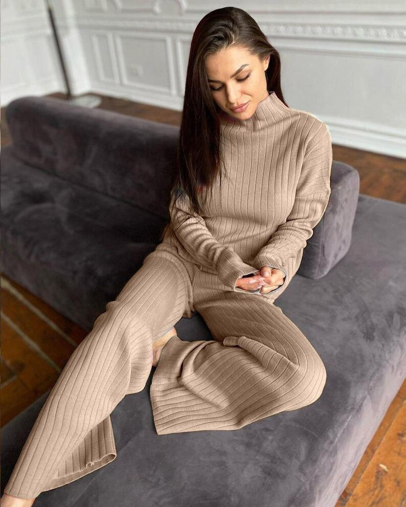 2 Piece Cozy Set Outfits Women Knitted Loungewear Set - Etsy | Etsy (US)