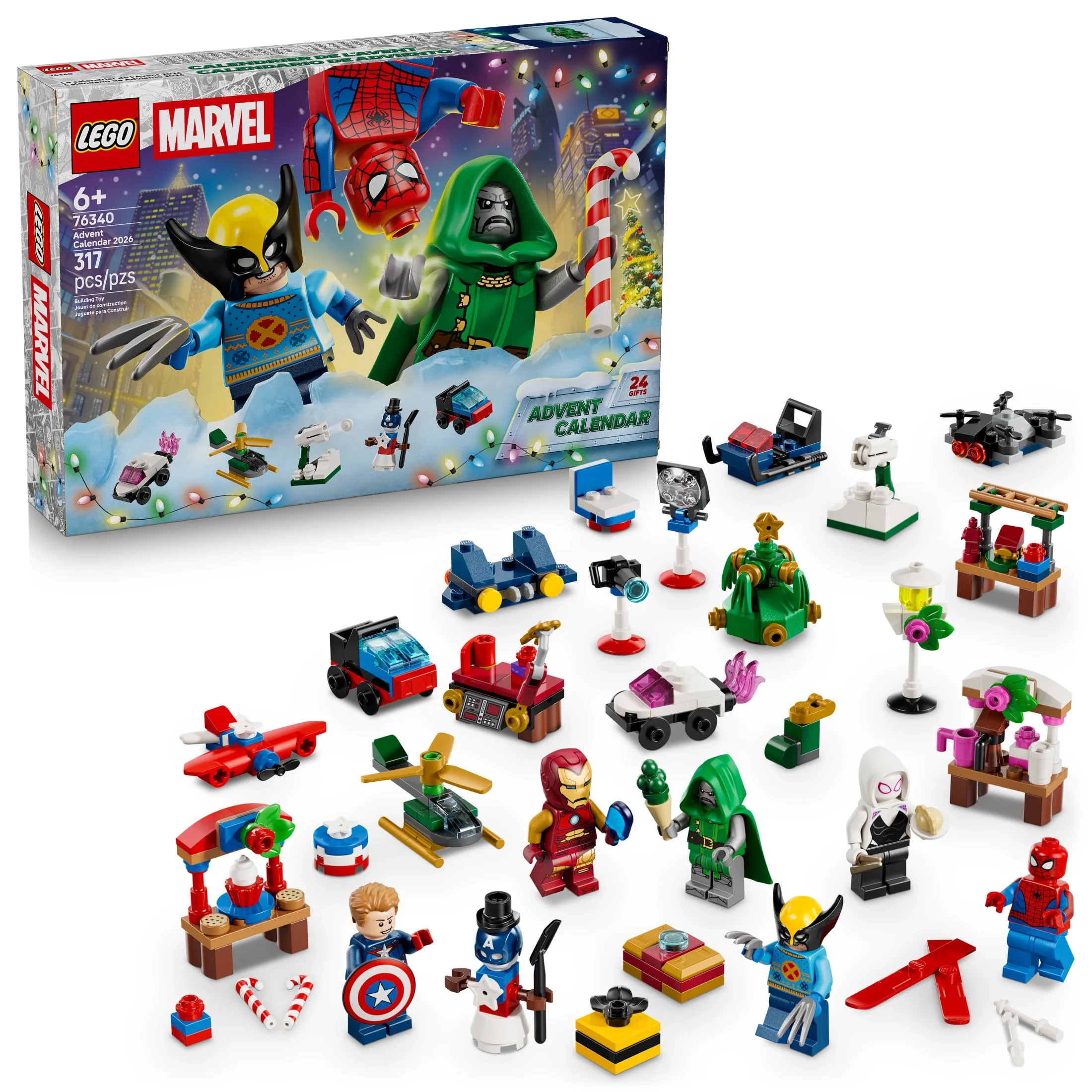 LEGO Marvel Advent Calendar 2026 - Christmas Advent Calendar for Kids, Ages 6+ - Family Holiday Activity - Includes Festive Marvel Minifigures - 76340 | Walmart (US)