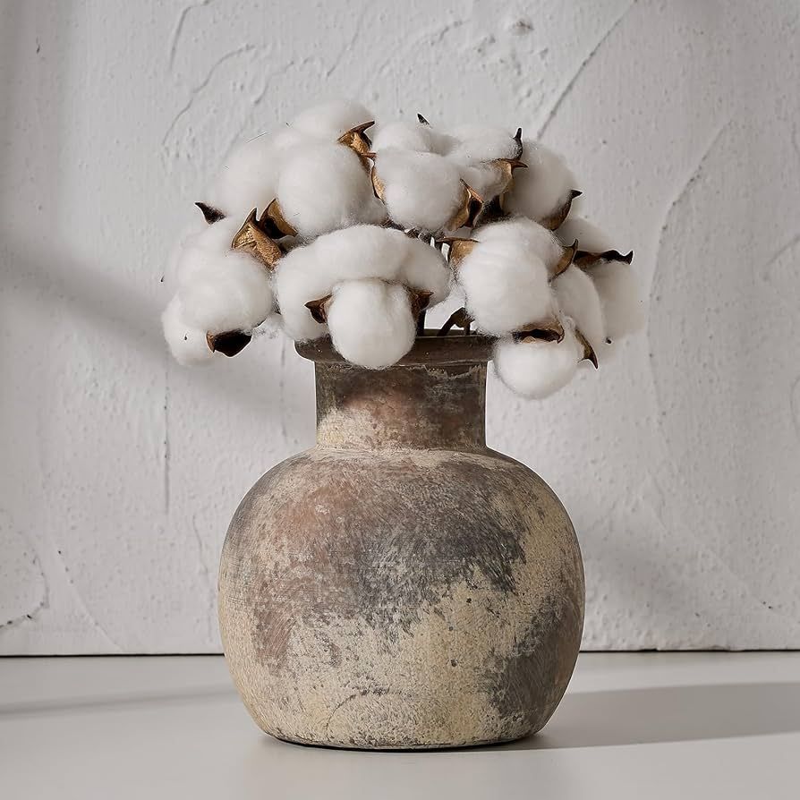 SIDUCAL Ceramic Rustic Farmhouse Vase | 6 Inch Pottery Decorative Flower Vase for Home Decor | Bo... | Amazon (US)