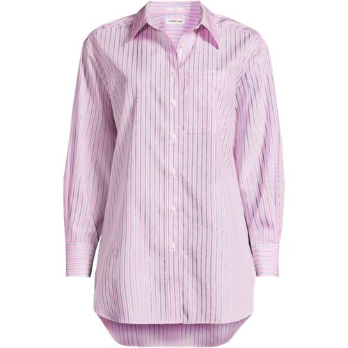 Women's Oversized No Iron Tunic with Statement Collar Shirt - Lands' End - Brown - M | Lands' End (US)