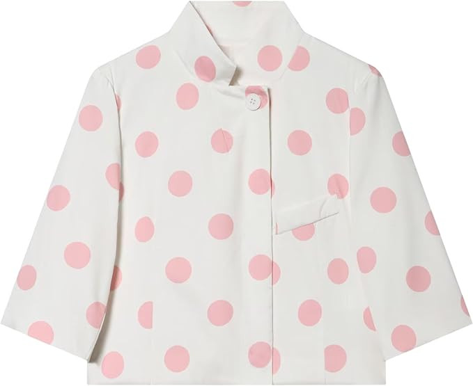 Chevara Women's Cropped Short Sleeve Blazer Stand Collar Short Jacket | Amazon (US)