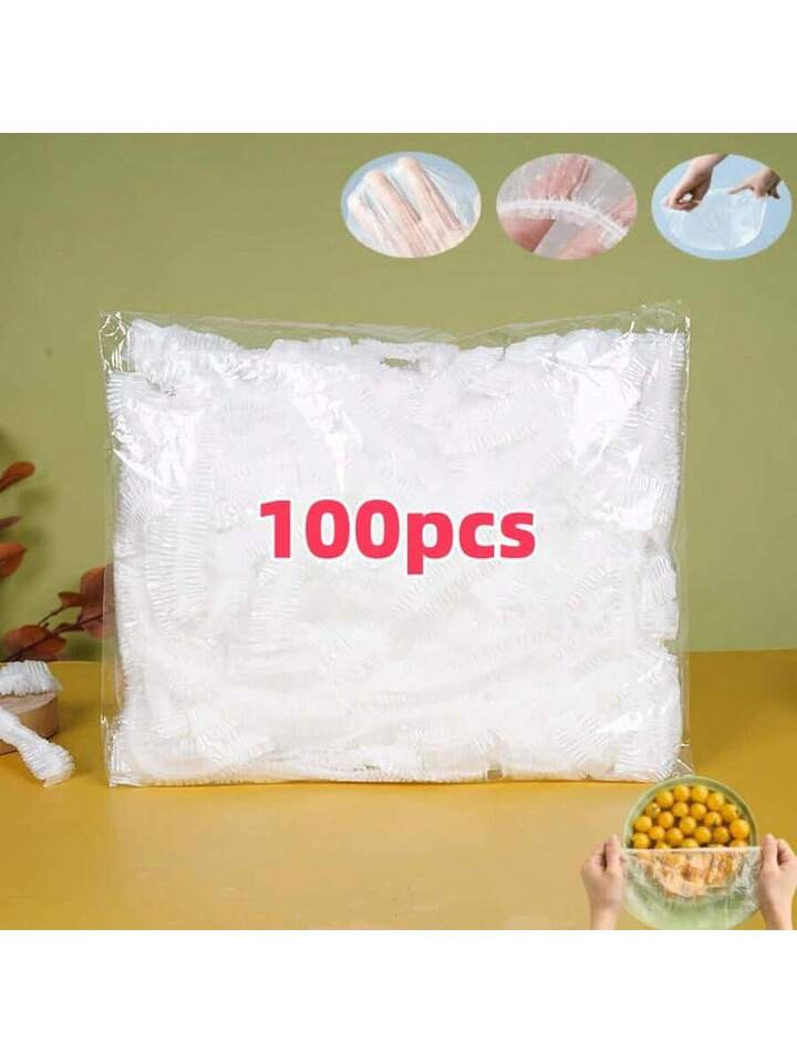 100 Pcs Disposable Food Cling Film Cover Shower Head Cover Multi-Purpose Disposable Shrink Bag Disposable Shoe Cover Thickened Kitchen Cling Film Household Refrigerator Refrigerated Food Preservation Cover Elastic Telescopic Cover | SHEIN
