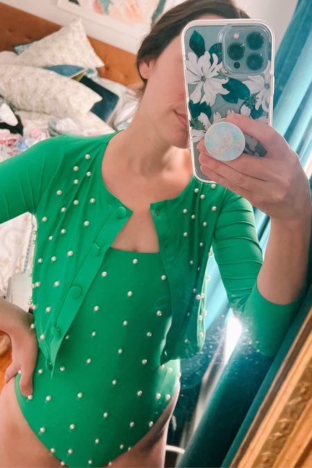Antonio Melani green Pearl embellished one piece swimsuit with matching swim sweater (rash guard) fits true to size!

One piece swim suit - green swimsuit, one piece swimsuit, rash guard, dillards 

#LTKFind #LTKswim #LTKstyletip