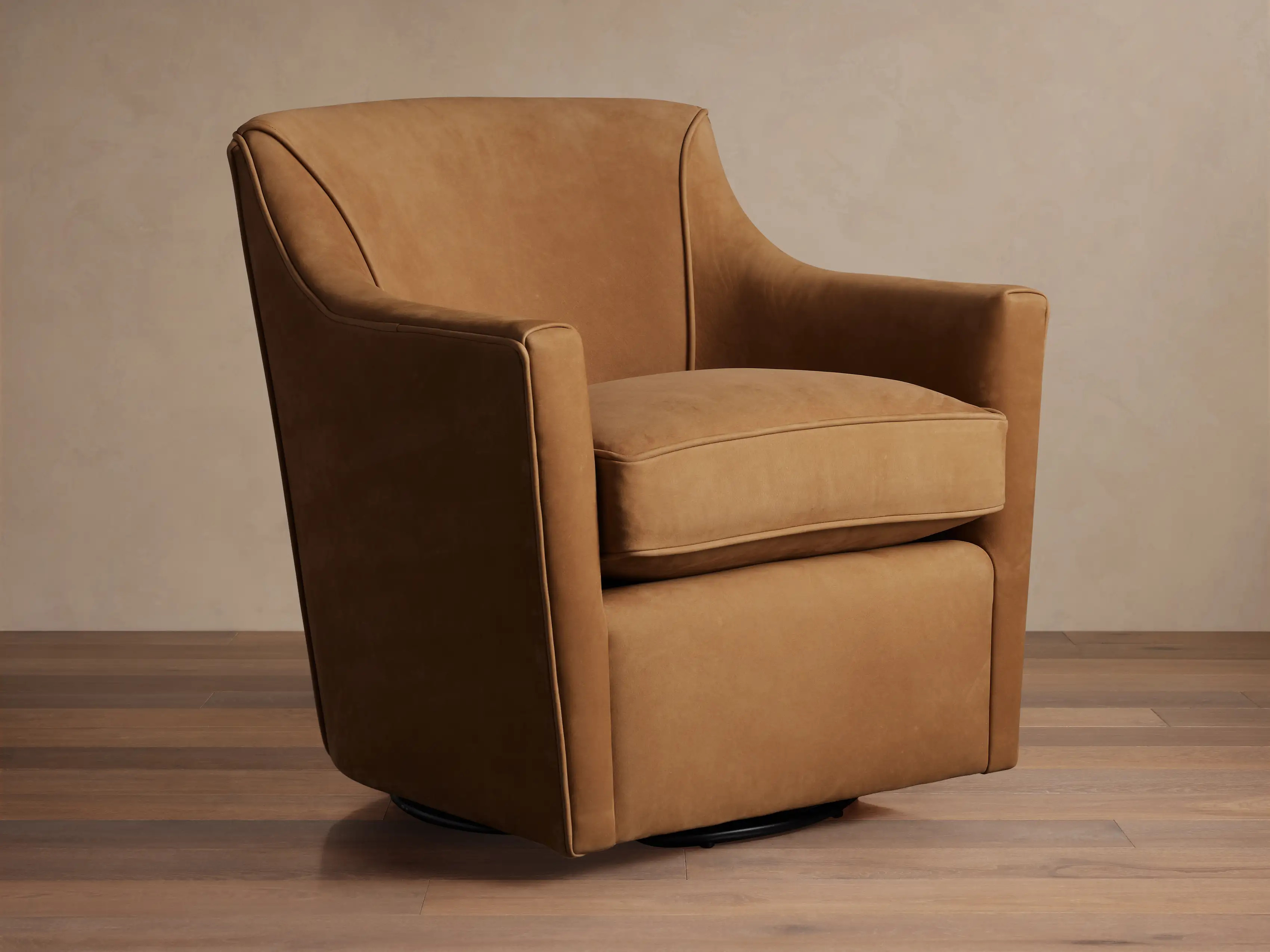 Morris Nubuck Leather Swivel Chair | Arhaus