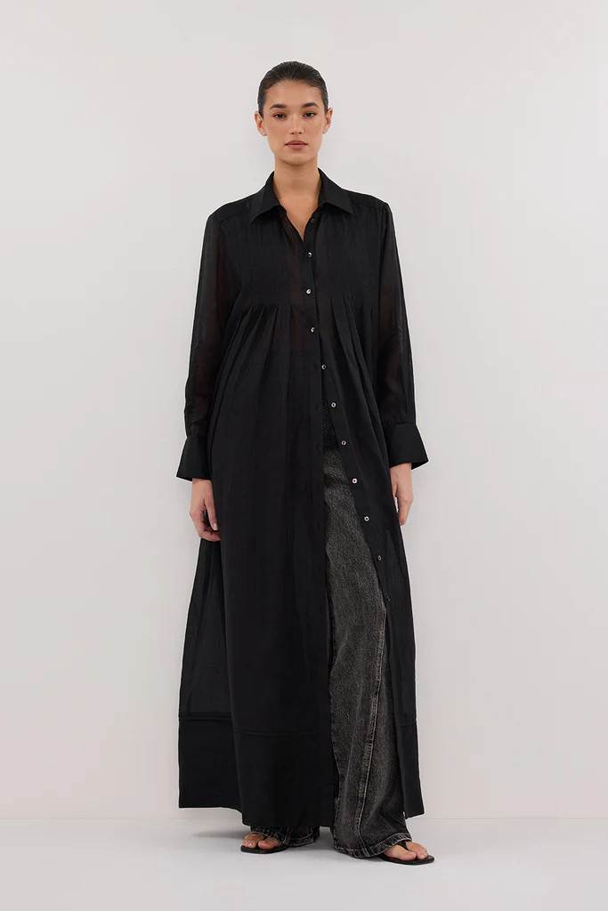 CARMEL BLACK RAMIE SHIRT DRESS | DISSH