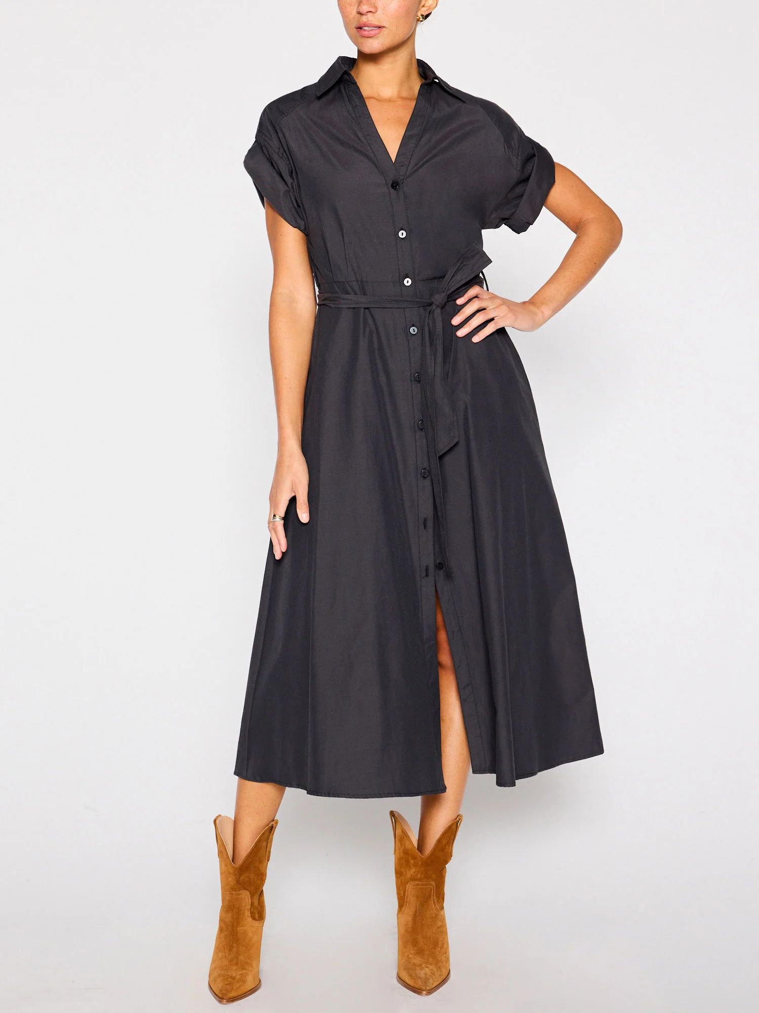 Brochu Walker | Women's Fia Belted Dress in Washed Black | Brochu Walker