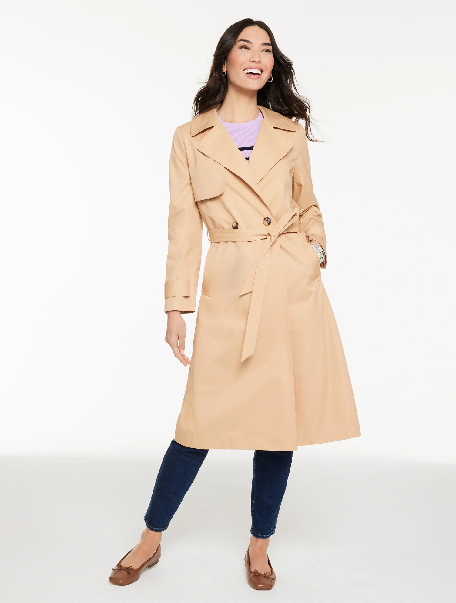 Drapey Trench Coat - Sesame - Medium - 100% Cotton Talbots | Talbots