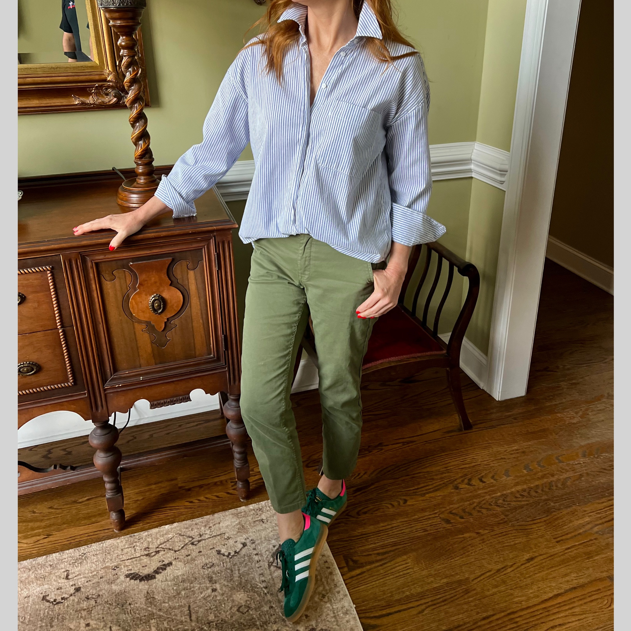 The wearing of the green shoes💚// #styleinspiration #stylediaries  #fashionblogger #fashiondiaries #liketkit  #styleover50 #50plusandfabulous #fashionover50 #50plusblogger @liketoknow.it #jcrew #zara #adidas