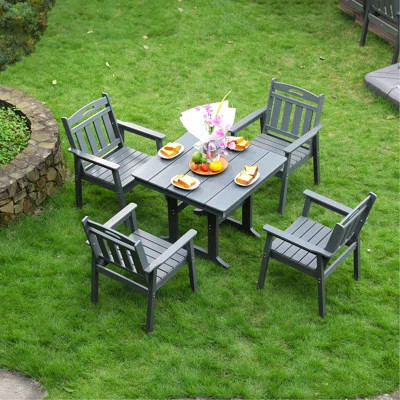 HDPE Outdoor Patio Dining Set, One Table And Four Chairs. The Outdoor Dining Furniture Has Sunshade Holes And Is Suitable. It Is Suitable For Lawns, G | Wayfair North America
