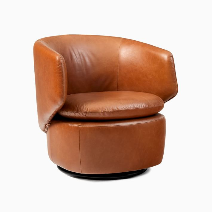 Crescent Leather Swivel Chair | West Elm (US)
