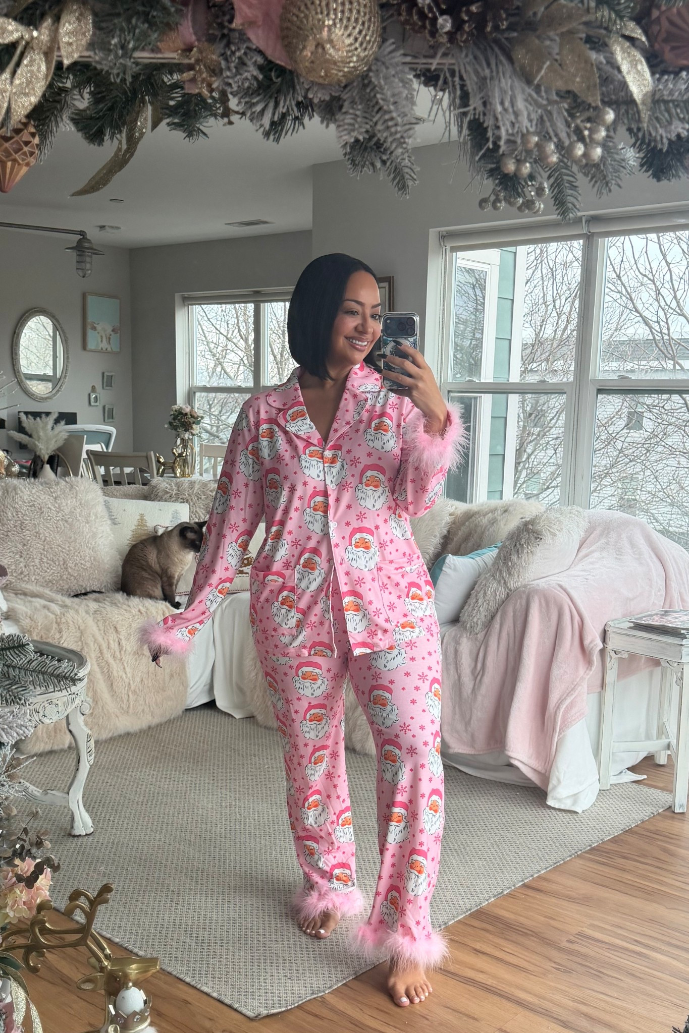 Cute Christmas pajamas find! 🩷 

Have stretch and I sized up one size! 

feather trim 
Santa 
pink 
holiday 
sleepwear 
pajama set 

#LTKCyberWeek #LTKFindsUnder50 #LTKHoliday