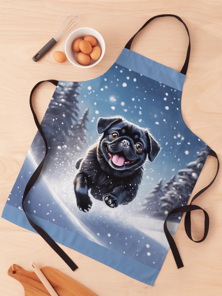 Snow Black Pug Apron | Redbubble (US)