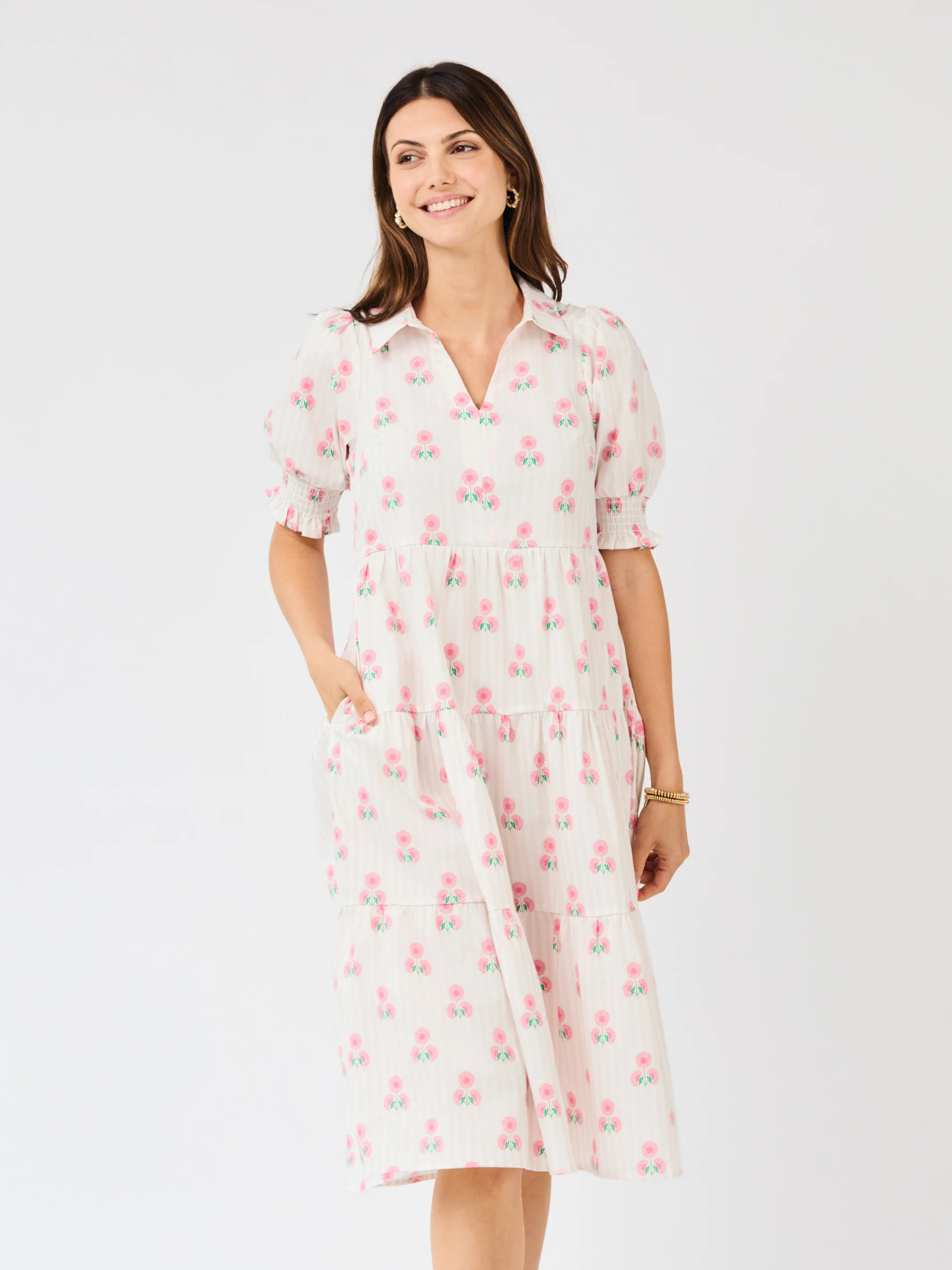 Molly Dress | Sweetbriar Stripe Pink | Mary Square