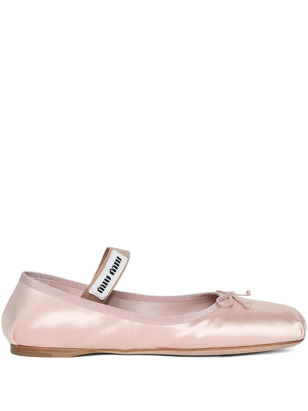 Miu Miu satin bow-embellished ballet flats - Pink | Farfetch Global