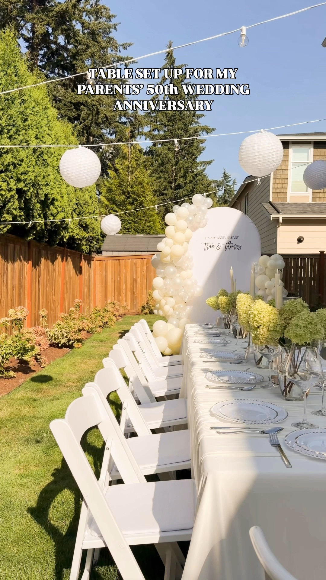 TABLE SET UP FOR MY PARENTS’ 50th WEDDING ANNIVERSARY! My favorite part of decorating for a party is putting together the table setting! This one turned out so elegant and timeless 🤩🤍 I’ll share what I used for the draped, pleated look in another video. #tablesetup #anniversaryparty #tablesettingideas 

Balloons, paper lanterns, chairs, candles, candle holders, plates, arch, lights, Marquee numbers, vinyl, curtains, table, wine glasses, clamps, glue gun, balloon pump electric, dresses, Cricut tools

#LTKsummer #LTKhome #LTKwedding