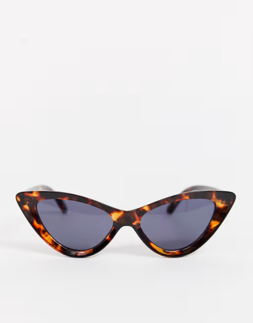 ASOS DESIGN cat eye bevelled sunglasses in dark tort | ASOS UK