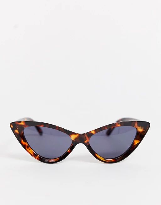 ASOS DESIGN cat eye bevelled sunglasses in dark tort | ASOS UK