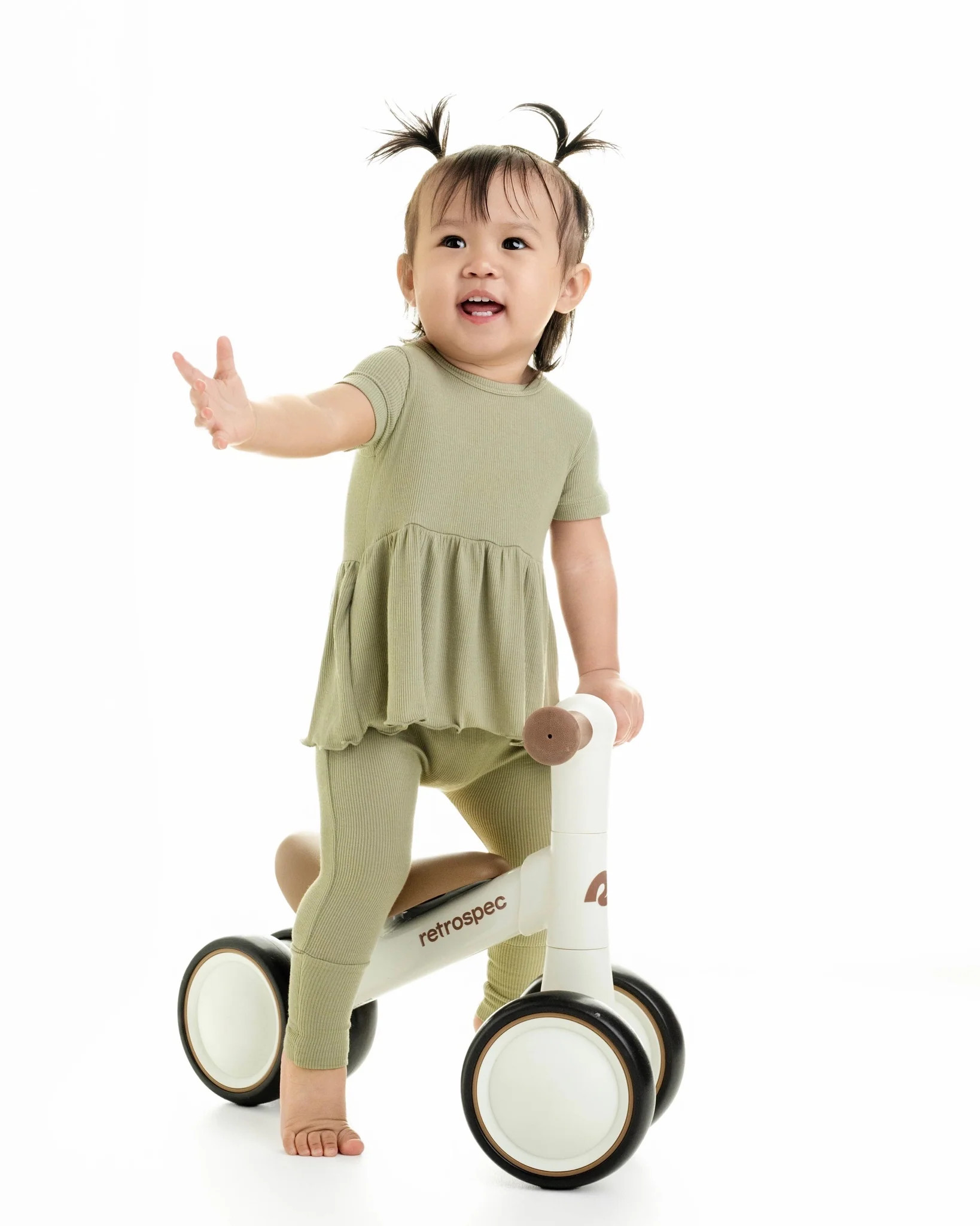 Reversible Opening Ready Set Romper® Twirl in Ribbed Pistachio | Ready Set Romper ®