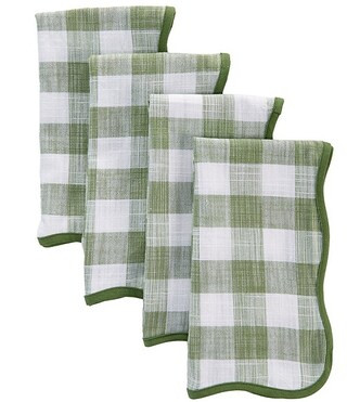 Southern LivingGreen Plaid Scalloped Napkins, Set of 4 | Dillard's