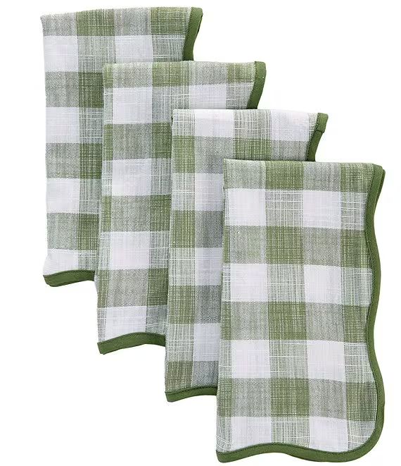 Green Plaid Scalloped Napkins, Set of 4 | Dillard's