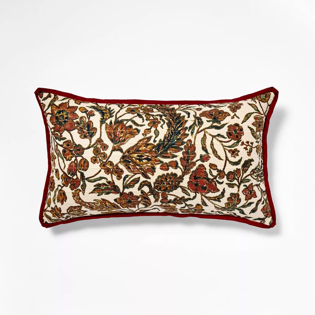 14"x24" Jacobean Floral Throw Pillow Cream and Burgundy - Threshold™ designed with Studio McGee | Target