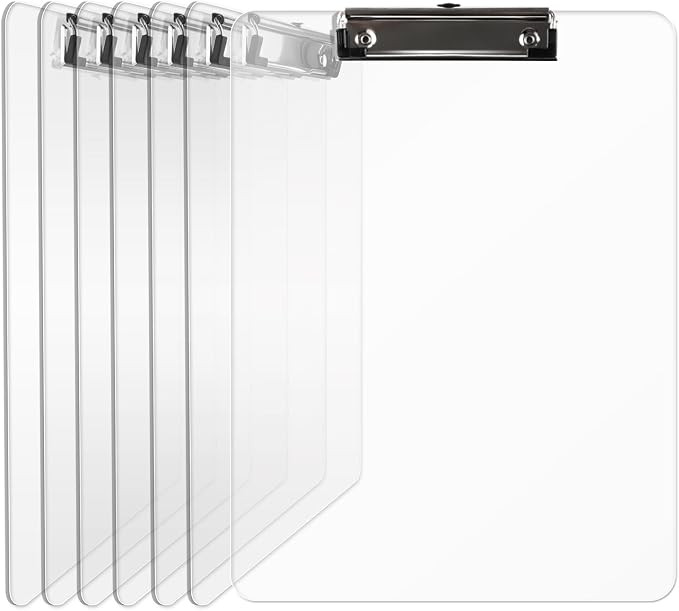 Plastic Clipboards, A4 Acrylic Clear Board 8.5x11 | Transparent Letter Size 9" x 12.5" for Classr... | Amazon (US)