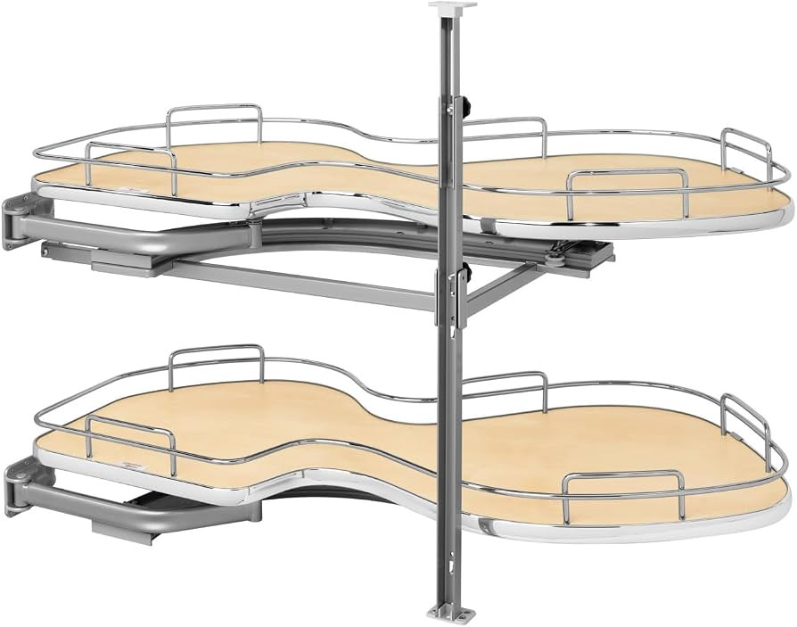 Rev-A-Shelf Maple Solid Bottom Chrome Wire Two-Tier Cloud Optimizer for 18" Left Opening/Blind Ri... | Amazon (US)