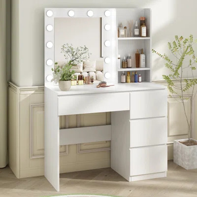37" Vanity Table with Lighted Mirror | Wayfair North America