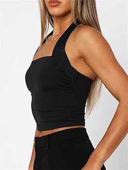 ForeFair Women Halter Neck Backless Crop Top Sexy Y2K Sleeveless Tank Top Open Back Slim Fit Tops | Amazon (US)