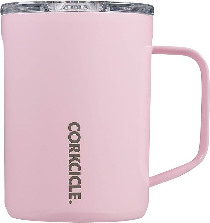 Corkcicle Coffee Mug - Triple-Insulated Stainless Steel Cup with Handle, 16 oz, Rose Quartz | Amazon (US)