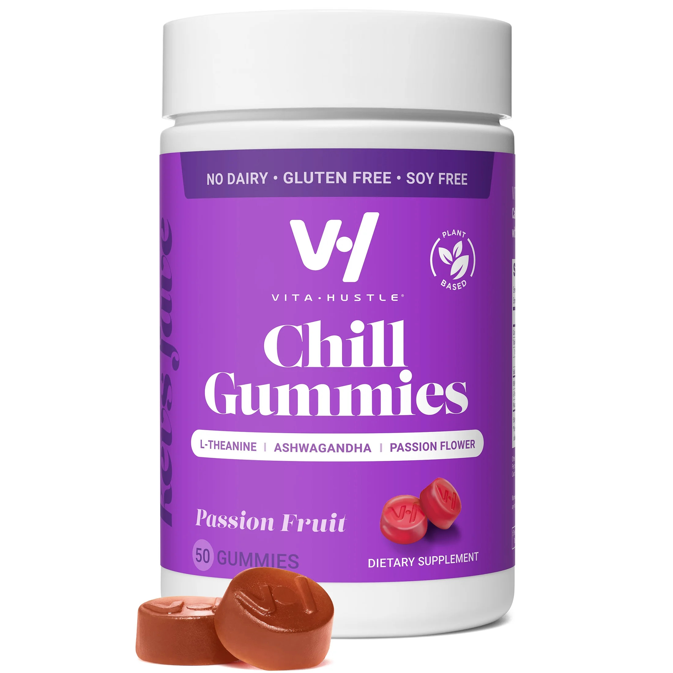 VitaHustle Chill Ashwagandha Gummy Supplement for Stress, Mood & Focus with L-Theanine, 50 Count | Walmart (US)