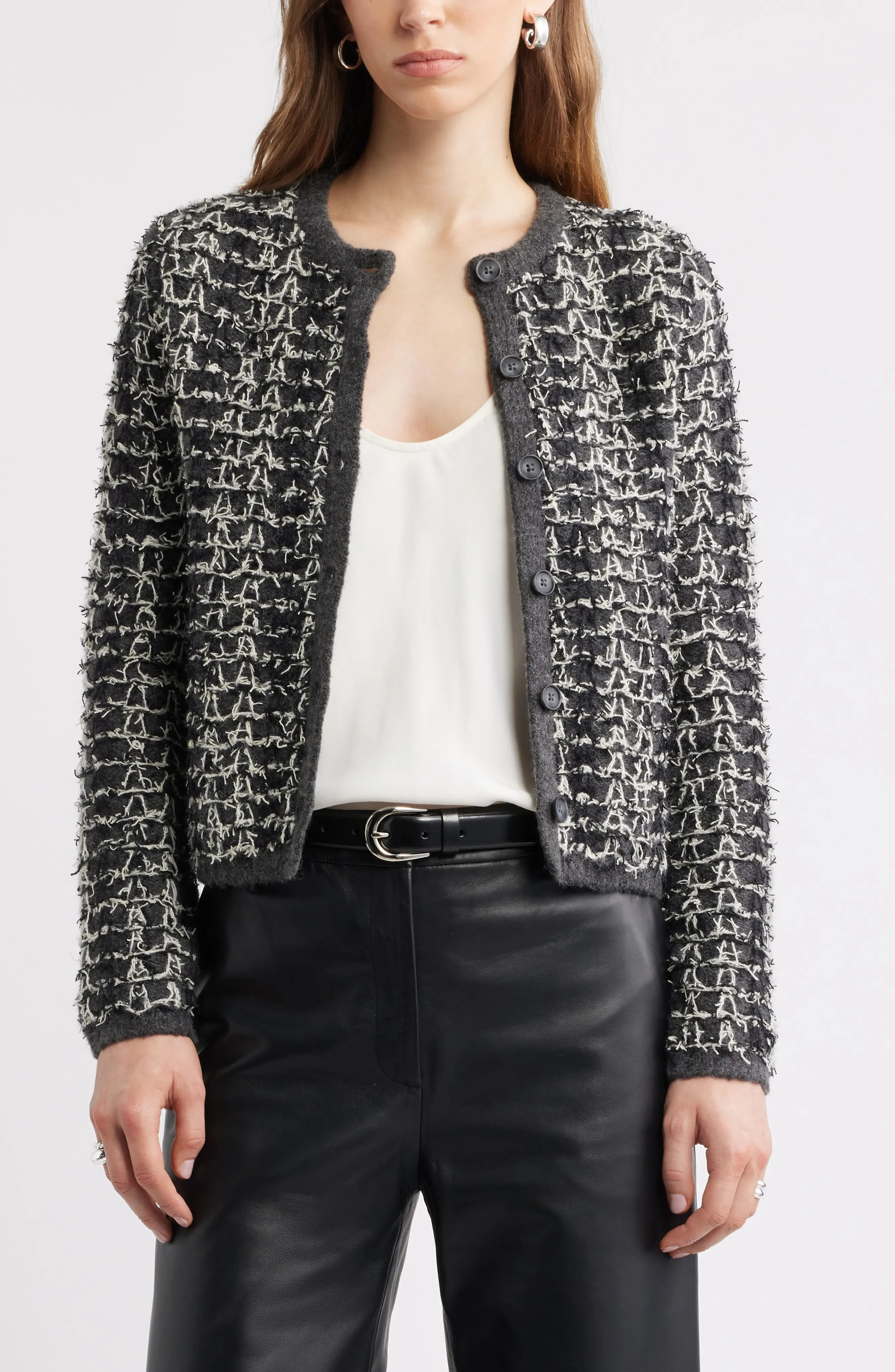 Textured Crewneck Cardigan (Women) | Nordstrom | Nordstrom