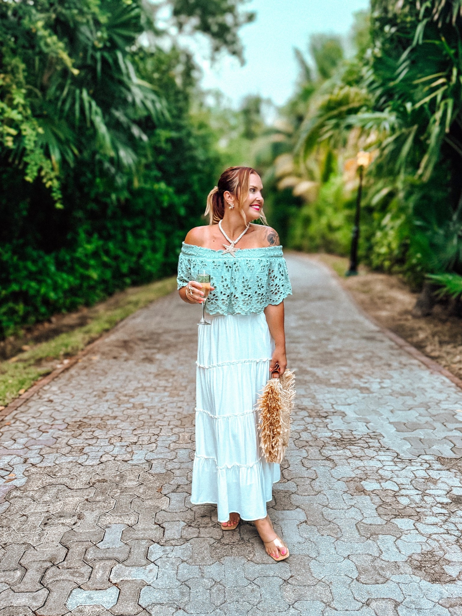 Another outfit with this Amazon white maxi skirt 🤍 a great closet staple for summer! Starfish necklace is from Zara, top is old Free People (unable to link). 

#LTKFindsUnder50 #LTKItBag #LTKSeasonal