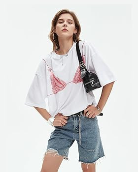 Monkay Women's Oversized Graphic Tee Bikini Print Y2K Streetwear Funny Short Sleeve Casual Loose ... | Amazon (US)