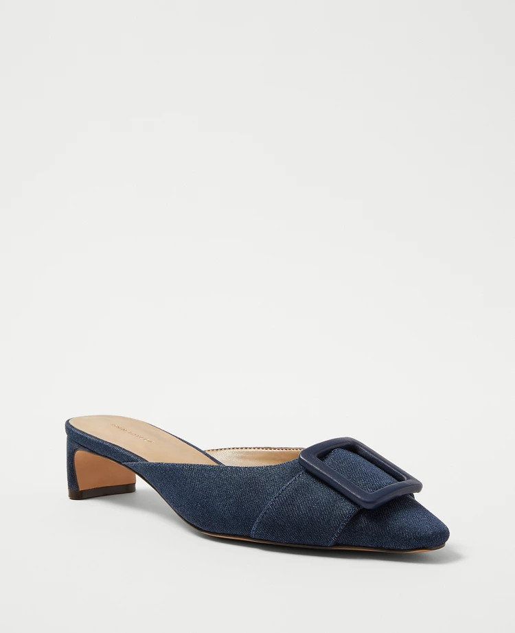 Denim Buckle Mule Pumps | Ann Taylor (US)