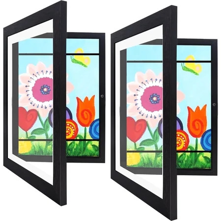Kids Art Frames Front Opening Changeable Sets of 2 Black 8.5X11" Artwork Frames for Kids Drawings Storage Frames Children Art Projects Schoolwork Crafts Hanging Art Displays | Walmart (US)