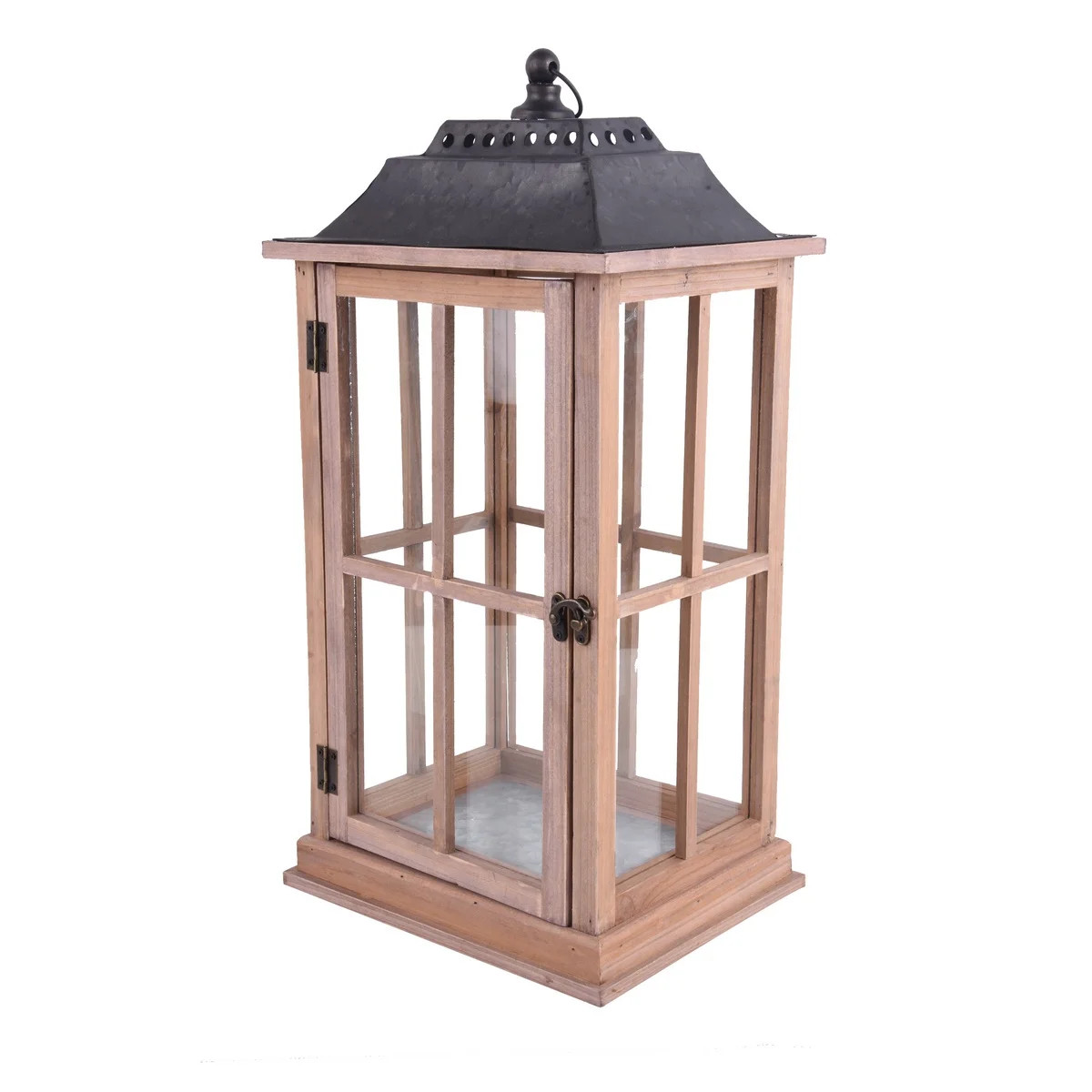 Better Homes & Gardens Rustic Wood Candle Holder Lantern, Large - Walmart.com | Walmart (US)