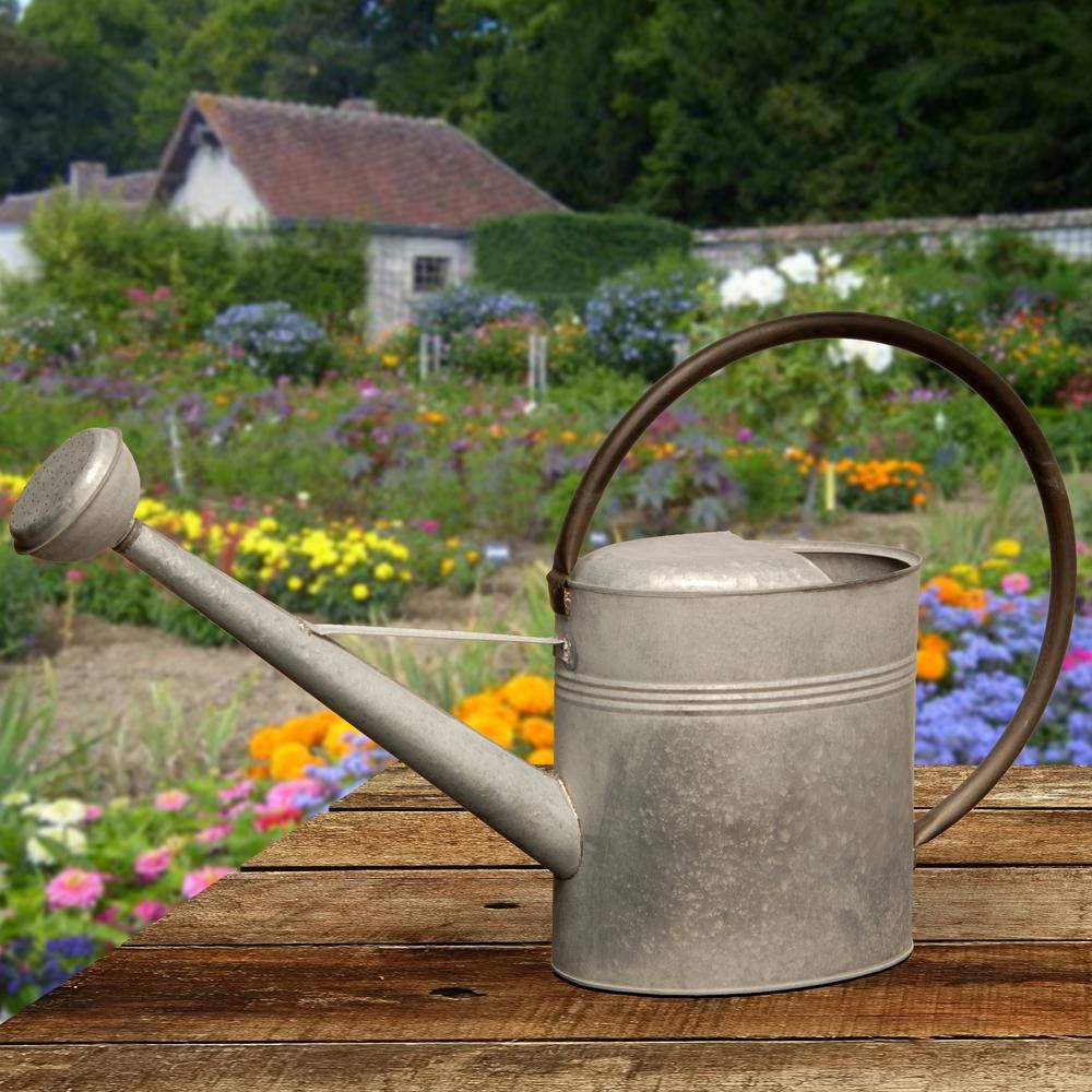 Garden Accents 18 in. Zinc Metal Watering Can | The Home Depot