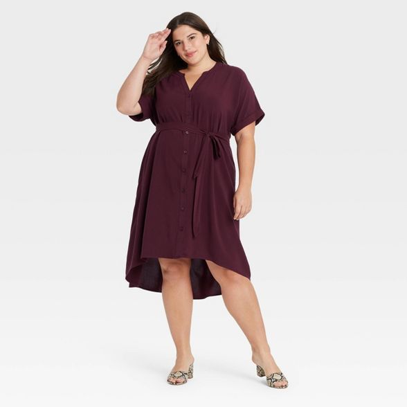 Women's Plus Size Short Sleeve Shirtdress - Ava & Viv™ | Target