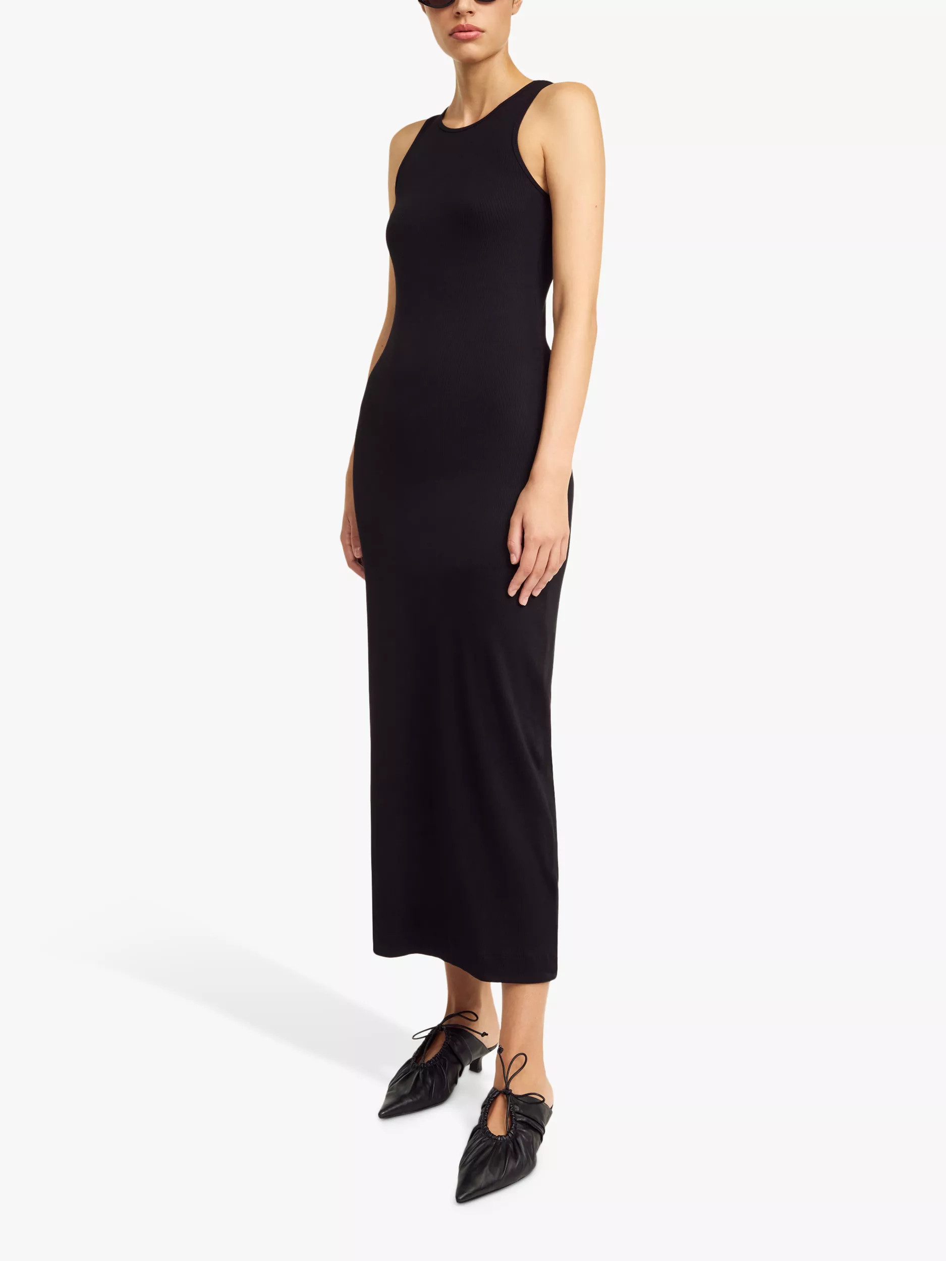 By Malene Birger Lovelo Sleeveless Ribbed Cotton Blend Maxi Dress, Black | John Lewis (UK)
