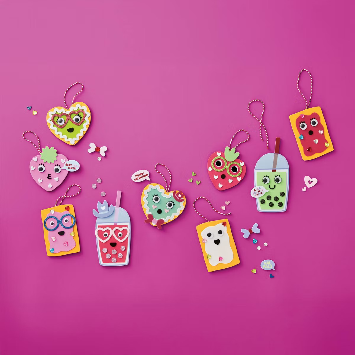 12ct Valentine's Craft Foam Platter Characters Activity Kit - Mondo Llama | Target