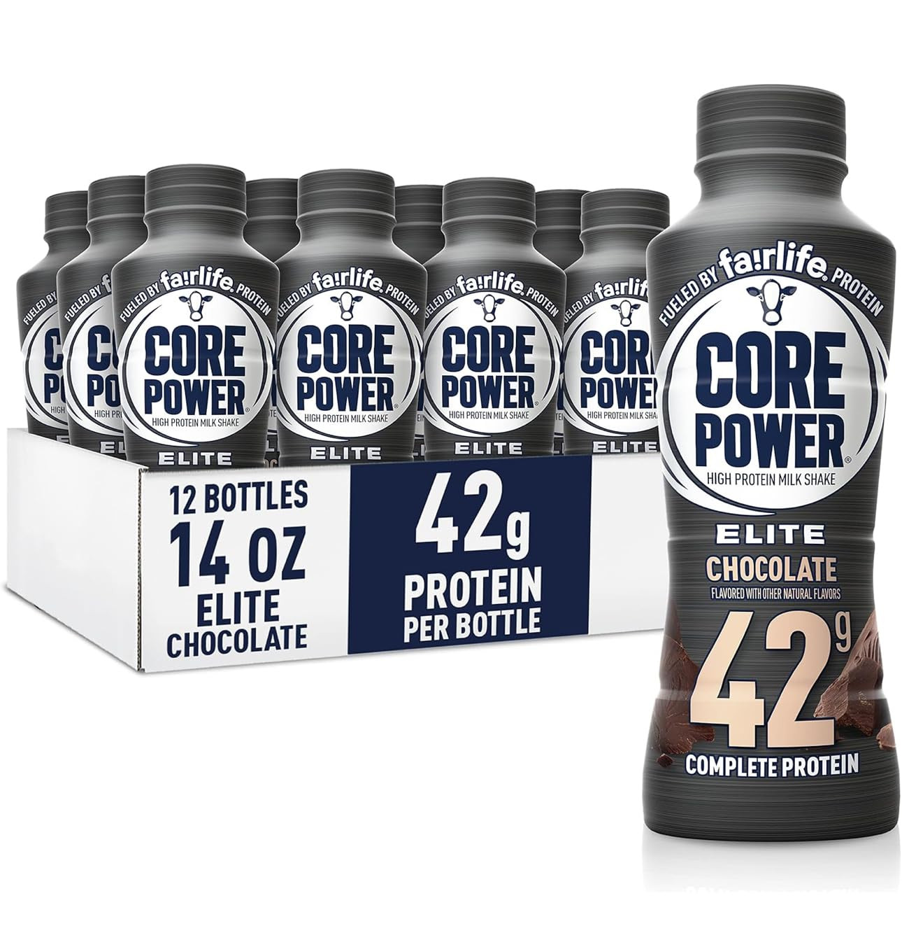 Core Power Elite High Protein Shake, Chocolate, 42g Bottle, 14oz, 12 Pack | Amazon (US)