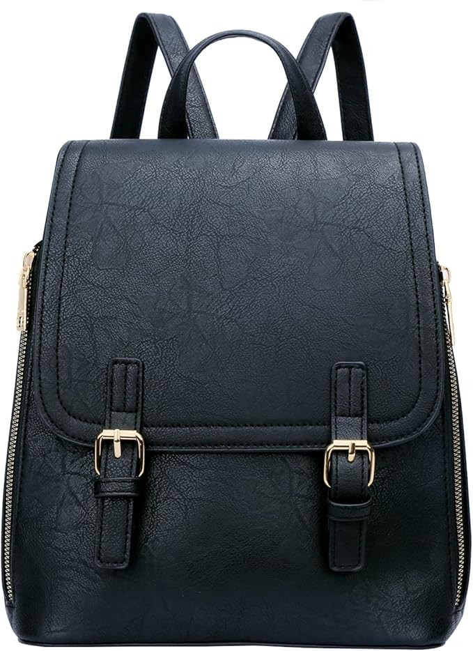 KKXIU Stylish Small Backpack Bag for Women Synthetic Leather Mini Bookbag Purse with Multiple Poc... | Amazon (US)