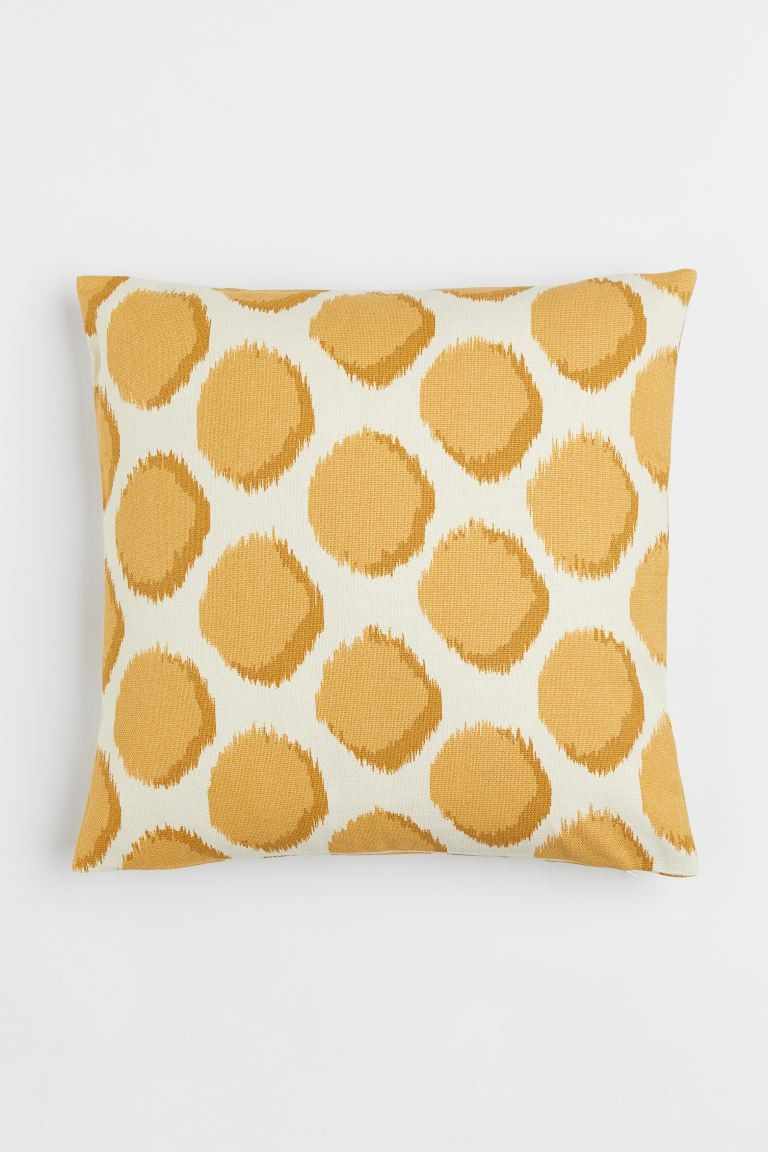 Conscious choice  Cushion cover in cotton canvas with a printed pattern on both sides. Concealed ... | H&M (US + CA)