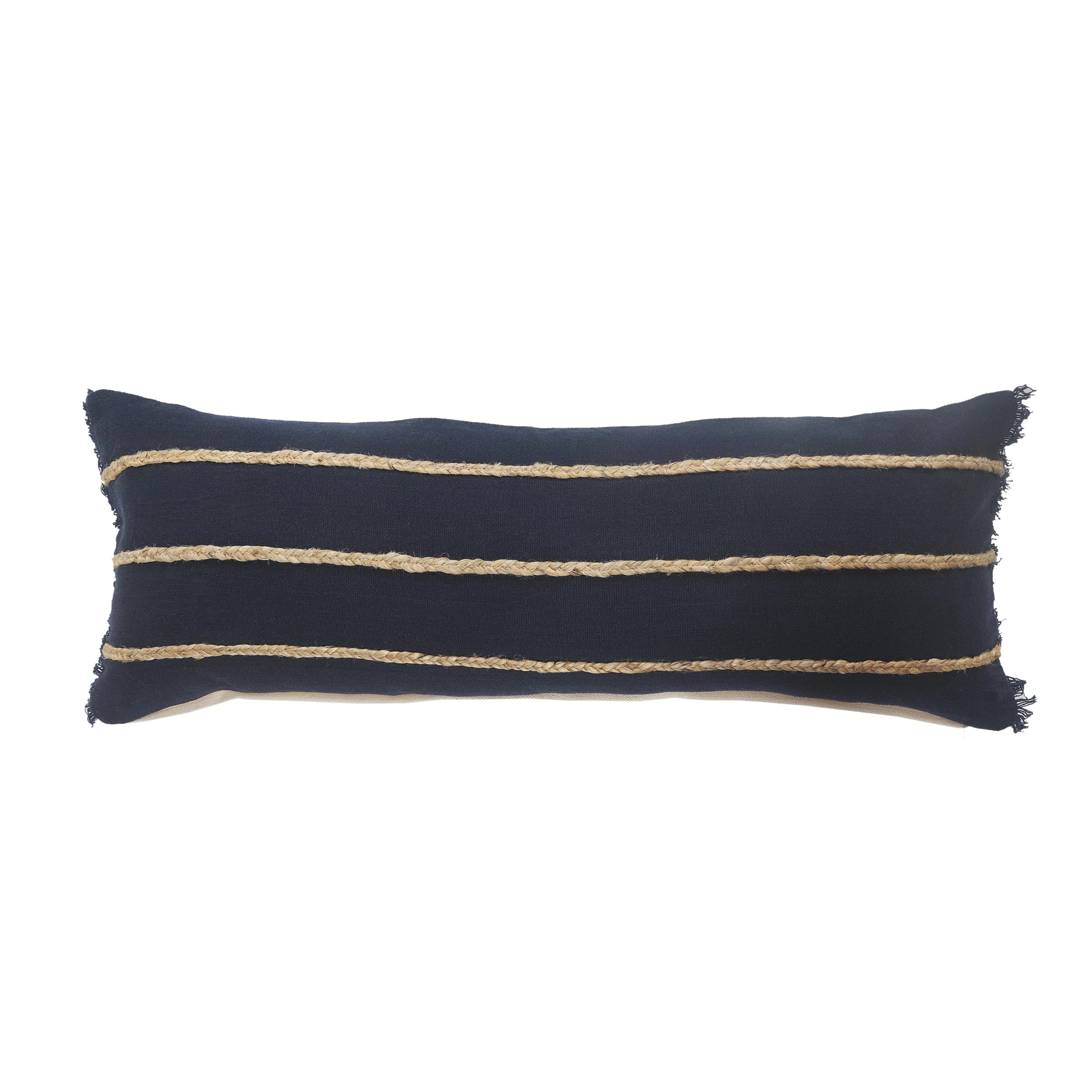 Ox Bay Daniel 14" x 36" Navy/Tan Striped Cotton Blend Adult Decorative Throw Pillow | Walmart (US)
