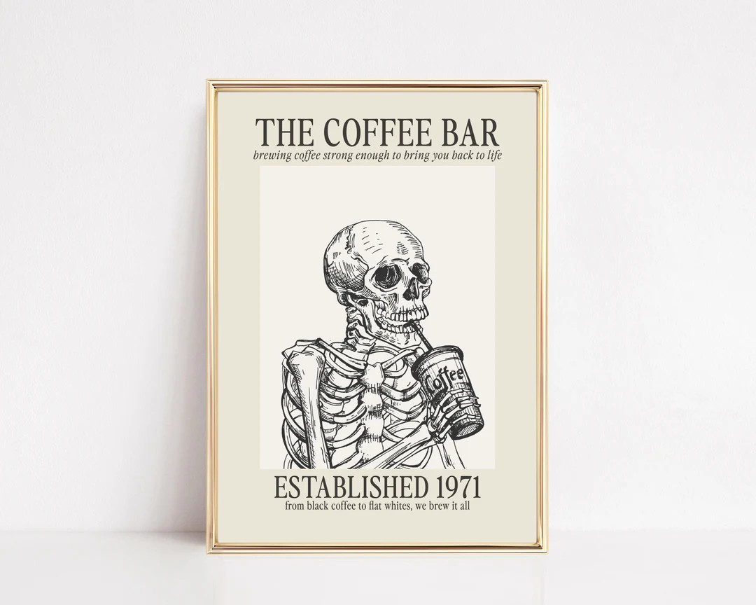Coffee Wall Art Coffee Bar Print Halloween Coffee Bar - Etsy | Etsy (US)